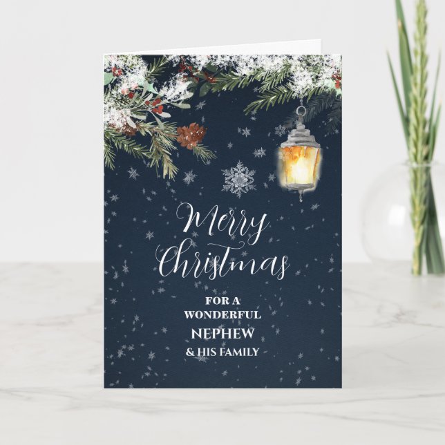 Carte Neige rustique Neige et famille Joyeux Noël (Devant)