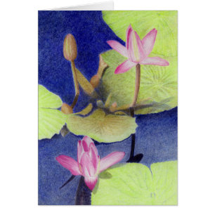 Carte Nénuphar Lotus Rose