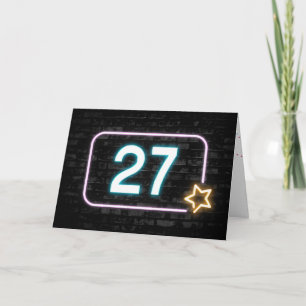 Carte Neon 27e anniversaire Connexion Mur de briques