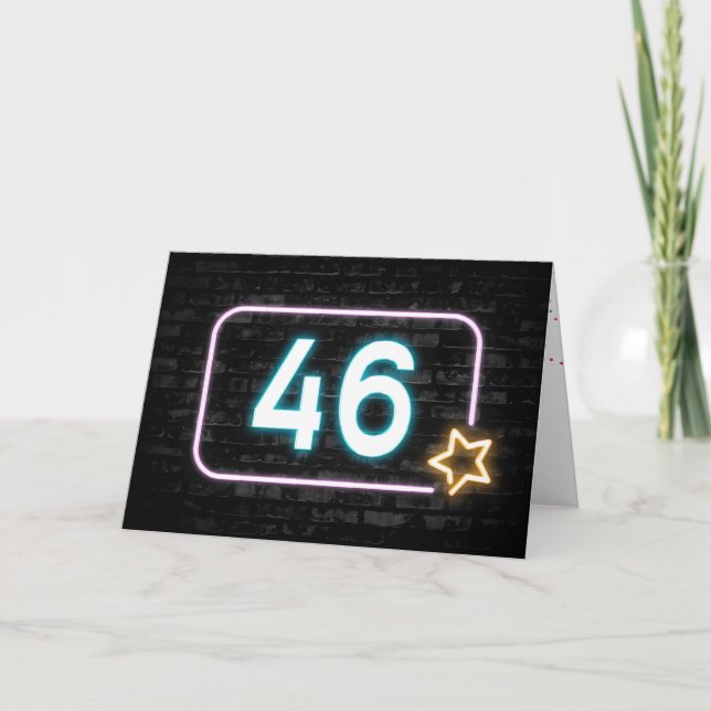 Carte Neon 46e anniversaire Connexion Mur de briques (Devant)