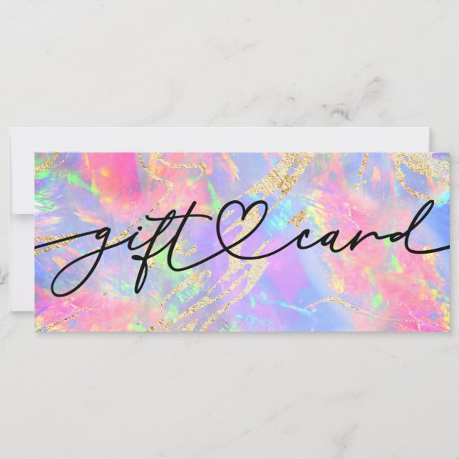 Carte néon couleurs opal pierre certificat cadeau (Devant)