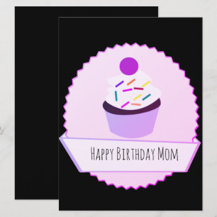 Carte Neon Cupcake Bonne Bannière d'anniversaire