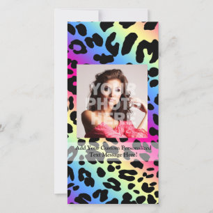 Carte Neon Rainbow Leopard Motif Imprimer