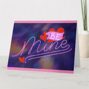 Carte Neon Shade be Mine Valentine Red Heart Valentine