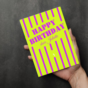 Carte Neon vert lilac heureux anniversaire voiture de vo