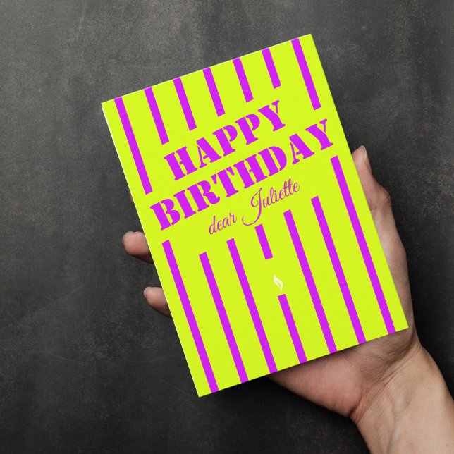 Carte Neon vert lilac heureux anniversaire voiture de vo (Créateur téléchargé)