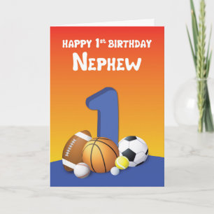 Carte Nephew 1er Birthday Sports Balls
