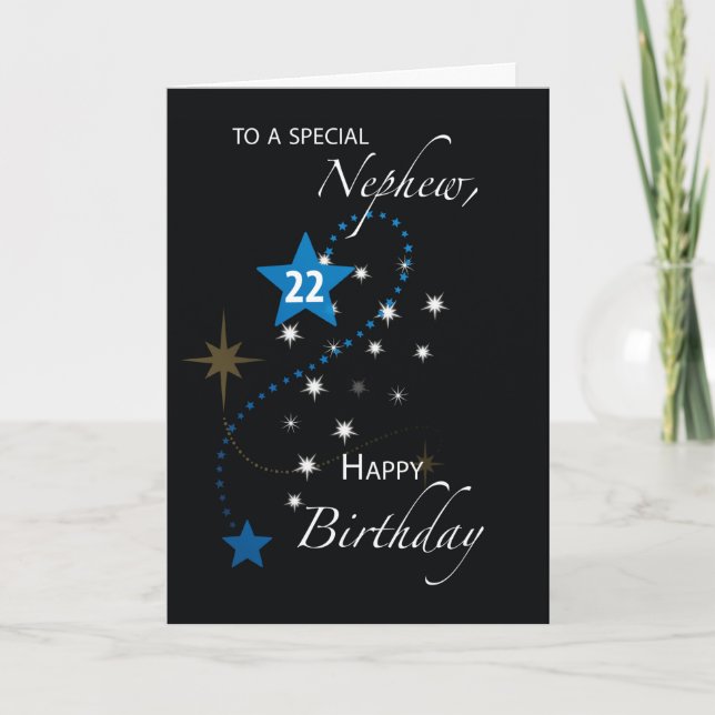 Carte Nephew 22e Anniversaire Star Inspirational Blue Bl (Devant)