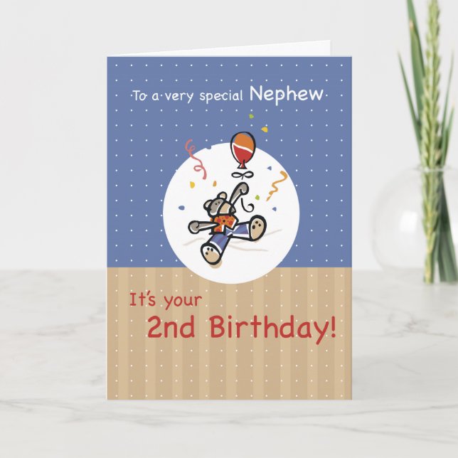 Carte Nephew 2e Bear Balloon Anniversaire (Devant)