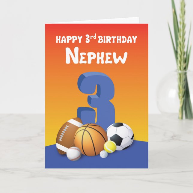 Carte Nephew 3e anniversaire des balles de sport (Devant)