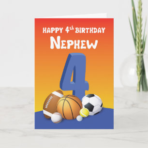 Carte Nephew 4th Birthday Sports Balls