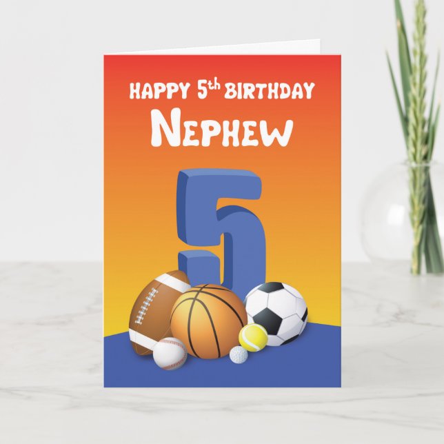 Carte Nephew 5e anniversaire des balles de sport (Devant)