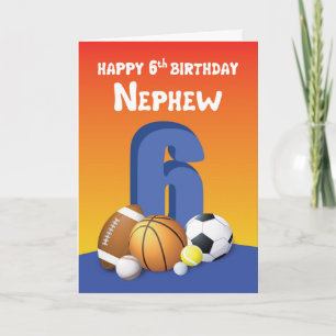 Carte Nephew 6e Anniversaire Balles de sport