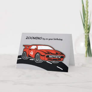 Carte Nephew Anniversaire 4 Red Sports Car