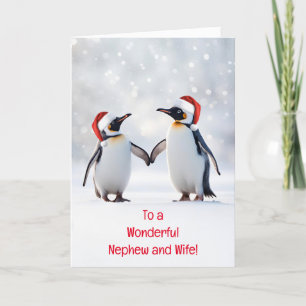 Carte Nephew et sa femme Noël de mignons pingouins