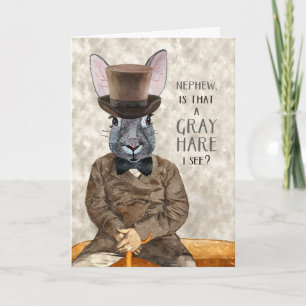 Carte Nephew Funny Birthday Hipster Rabbit Gray Hare