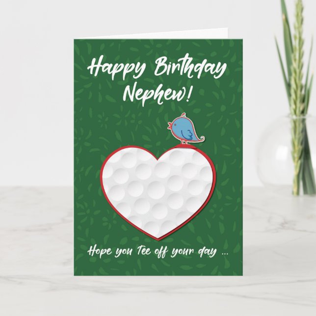 Carte Nephew Golf Sports Coeur Anniversaire (Devant)