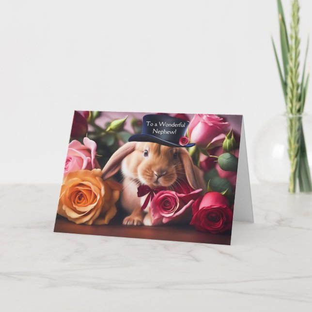 Carte Nephew Happy Valentines Day Fleurs Roses et mignon (Devant)