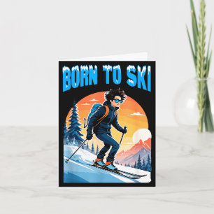 Carte Nés pour skier lunettes de ski drôles montagne hiv