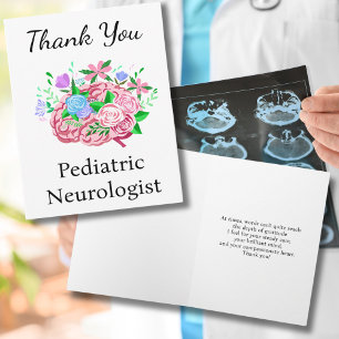Carte Neurologue pédiatrique Merci Cerveau aux fleurs