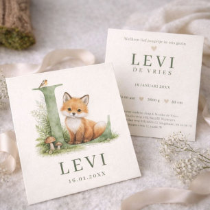 Carte Neutre Monogramme Lettre L Vos Animal de la Forêt