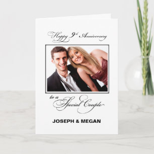 Carte Neuvième anniversaire du Mariage Personnalisé Nom/