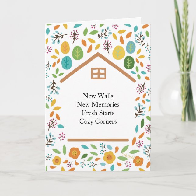 Carte New Home Housewarming Floral Design (Devant)