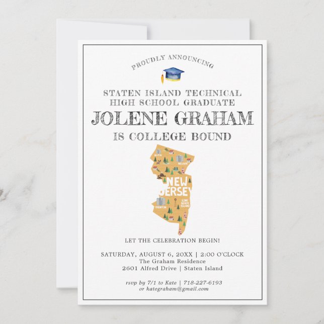 Carte New Jersey | College Bound Graduation Party (Devant)