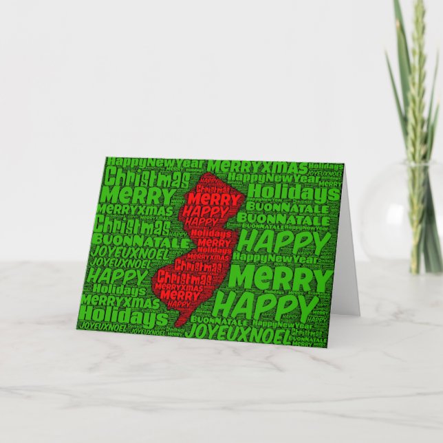 Carte New Jersey Word Art Christmas Card (Devant)