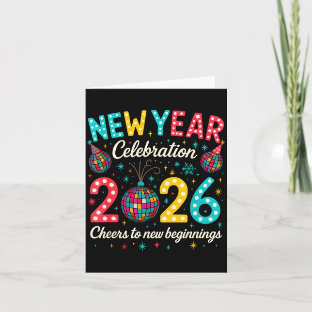 Carte New Year Celebration 2026 Disco Ball Matching Wint (Devant)