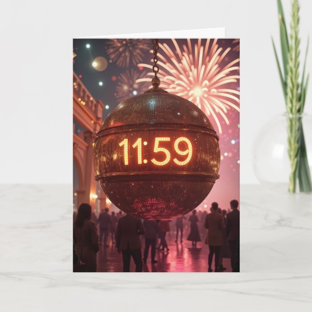 Carte New Year's Eve Countdown Clock with Fireworks (Devant)
