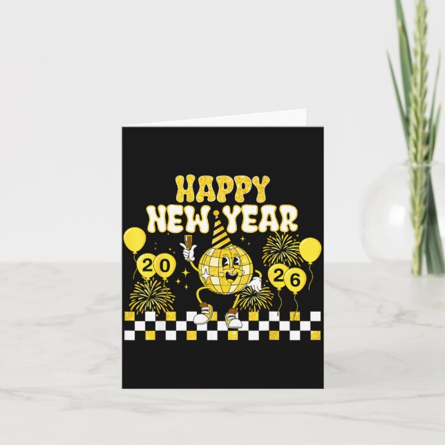 Carte New Year's Eve Hello 2026 Happy New Year 2026 Disc (Devant)