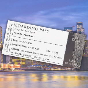 Carte New York Boarding Pass Travel Plane Ticket