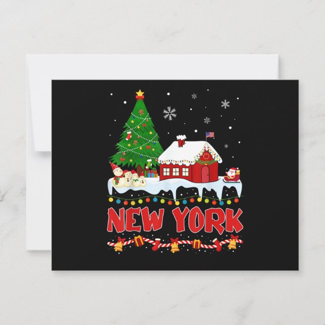 Carte New York Christmas Tree Light Pyjama State of New  (Devant)