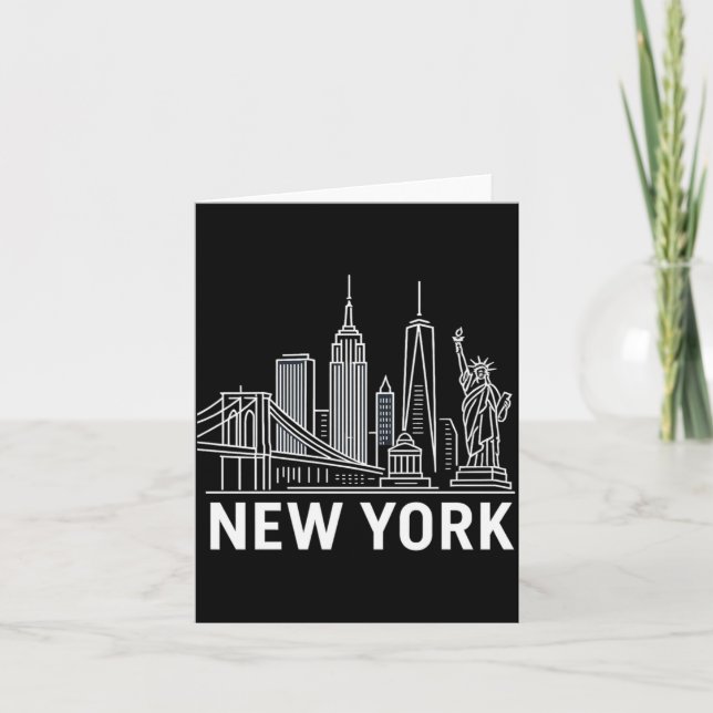 Carte New York Skyline With Statue Of Liberty White Line (Devant)