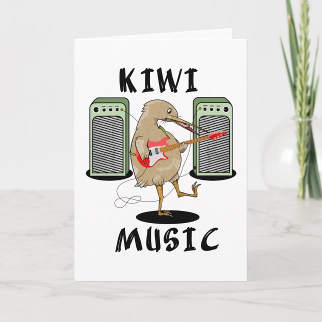 Carte New Zealand Music Kiwi jouer de la guitare (Devant)
