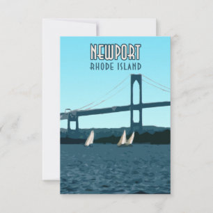 Carte Newport Rhode Island Voiliboats Vintage Flat Card