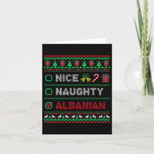 Carte Nice Naughty Albanie Liste de contrôle de Noël Alb