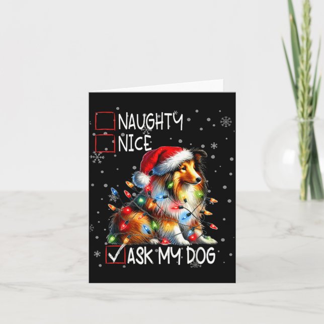 Carte Nice Naughty Ask My Dog Christmas List Xmas  (Devant)