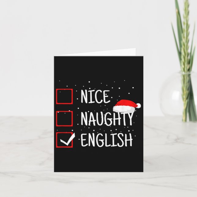 Carte Nice Naughty English Christmas Checklist Funny Eng (Devant)