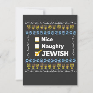 Carte Nice Naughty Juif Hanoukka Ugly Sweater