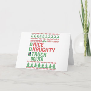 Carte Nice Naughty Truck Driver Funny Christmas Cadeau