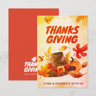 Carte Nice Thanksgiving avec Casquette et Feuille 