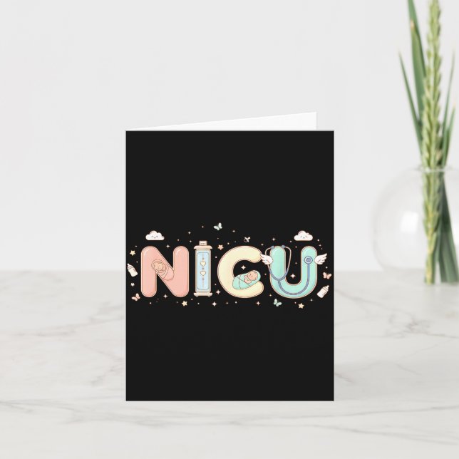Carte Nicu Nurse Valentine's Day Heart Stethoscope Scrub (Devant)