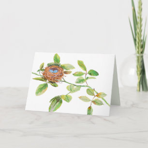 Carte Nid d'oiseau d'aquarelle