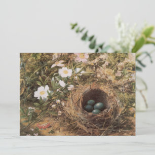 Carte Nid d'oiseau et Roses de chien par John William Hi