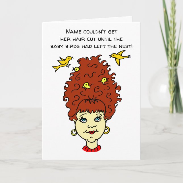 Carte Nid d'oiseaux coupe de cheveux de dessin animé (Devant)