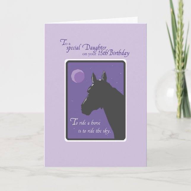 Carte Nièce 12e anniversaire avec cheval à la nuit sur P (Devant)