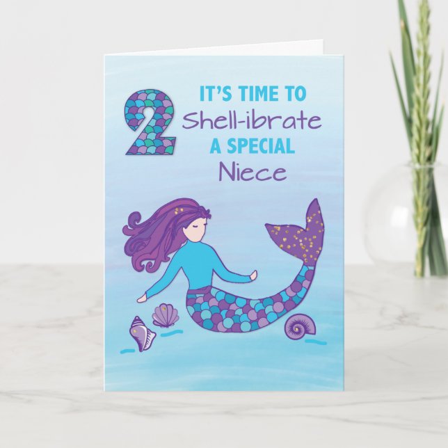 Carte Nièce 2e anniversaire Sparkday Look Mermaid (Devant)