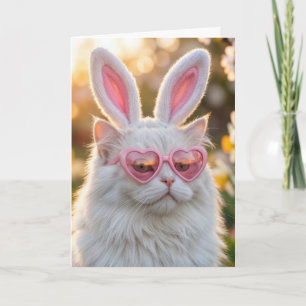 Carte Nièce Chat de Pâques avec Oreilles de Lapin